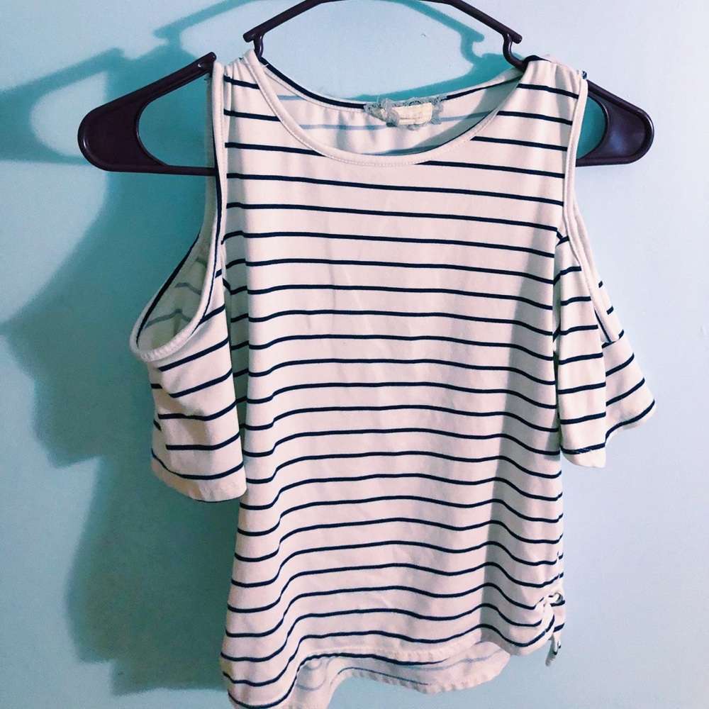 striped off the shoulder top (EUC)